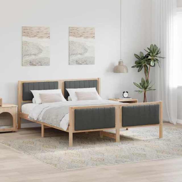 vidaXL Bedframe Bruin en donkergrijs 150 x 200 cm Massief grenenhout