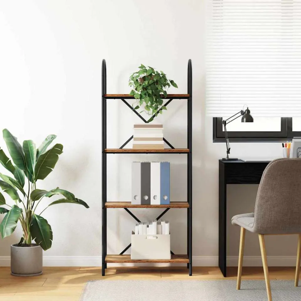 vidaXL Boekenkast 4-laags 60 x 30 x 146 cm Bewerkt hout Oudhout bruin, foto 4