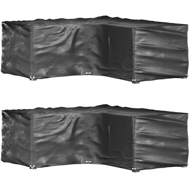vidaXL Tuinmeubelhoezen L-vormig 2 st 16 oogjes 215x215x70 cm Zwart