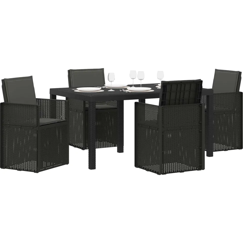 vidaXL Tuin eettafelset 5 st 4-zits Antracietkleurig PP, foto 2