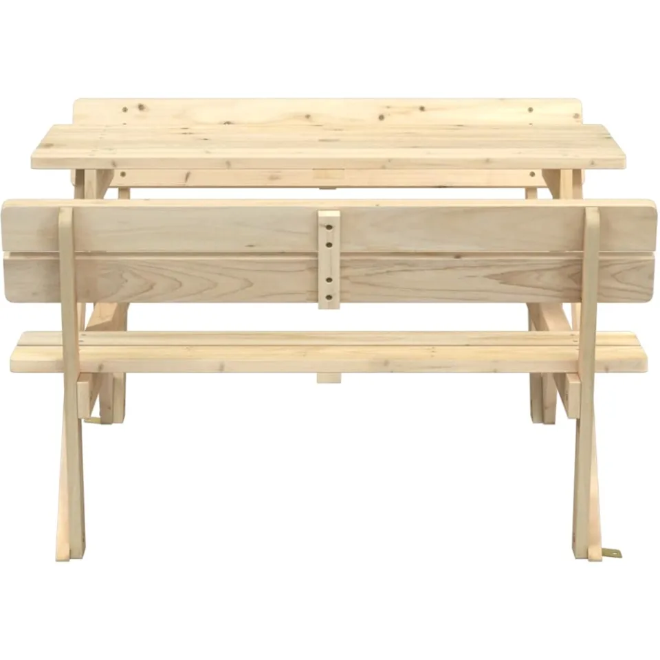vidaXL Picknicktafel voor 4 kinderen met parasolgat massief vurenhout bruin, foto 4