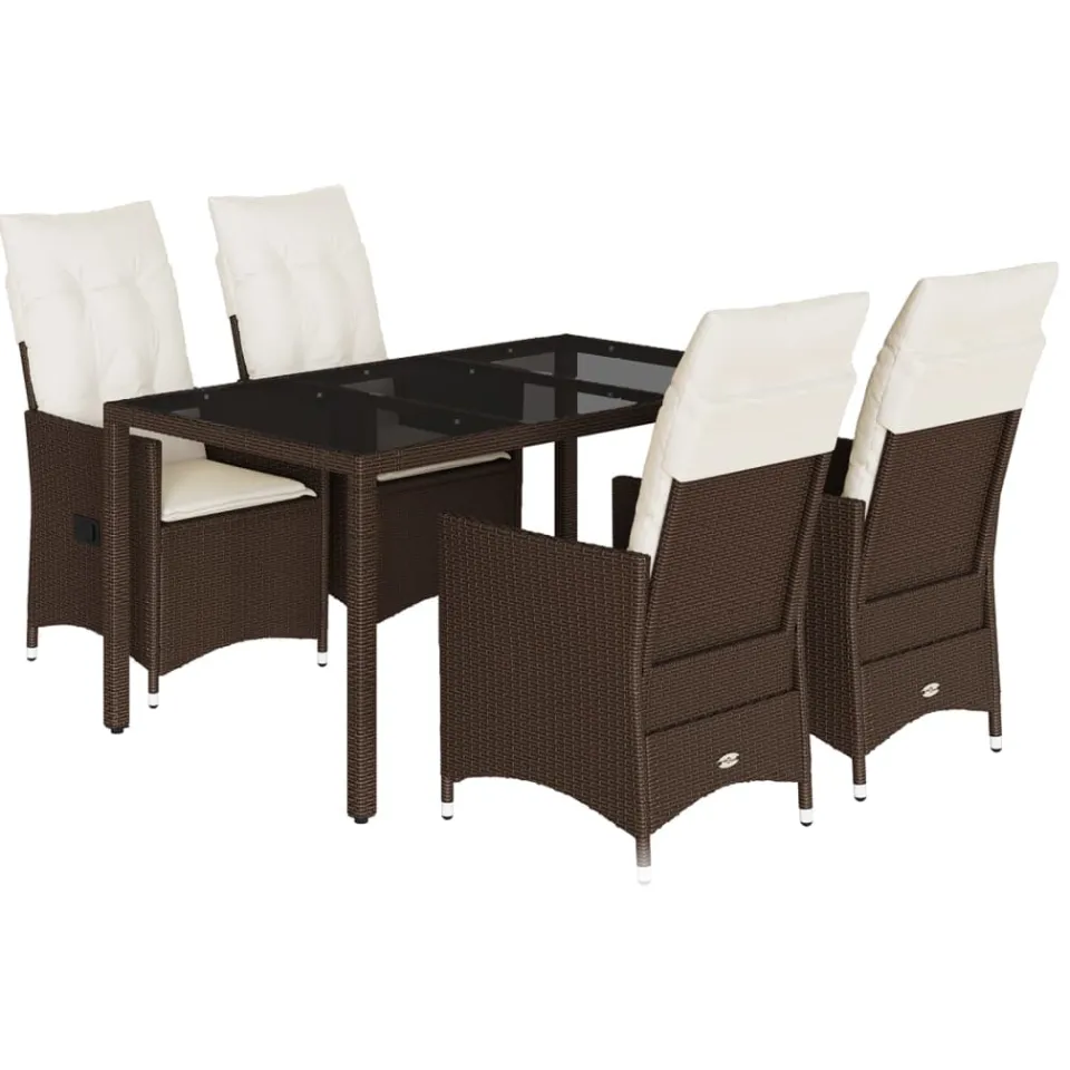 vidaXL 5-delige Tuinset met kussens poly rattan bruin, foto 3