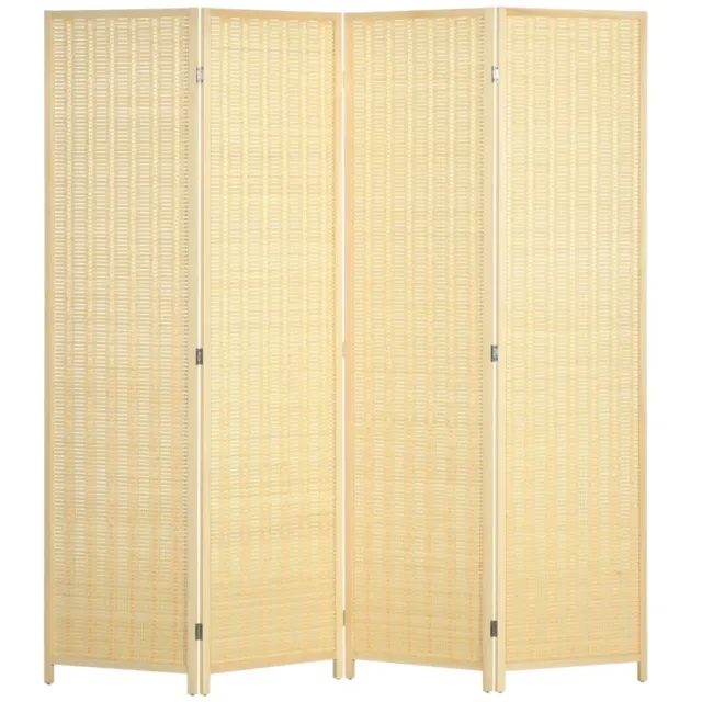 ZYLARO Scheidingswand - 4-delig - 180 x 180 cm - Opvouwbaar privacyscherm - Bamboe en katoen - Voor woonkamer en slaapkamer - Naturel natuurlijk