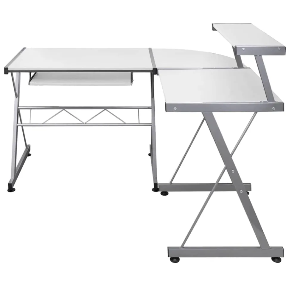 vidaXL Hoekbureau 132x112x99 cm bewerkt hout wit, foto 2