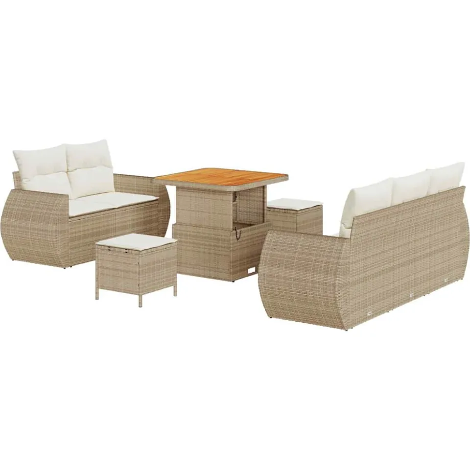 vidaXL Tuinbankenset 8 st Beige poly rattan, foto 4