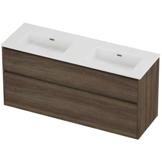Proline Tribute Badmeubelset Porselein Elegant 140x46x67 cm Glans Wit Vital Oak Eiken