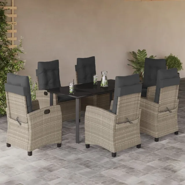 vidaXL 7-delige Tuinset met kussens poly rattan grijs, foto 2