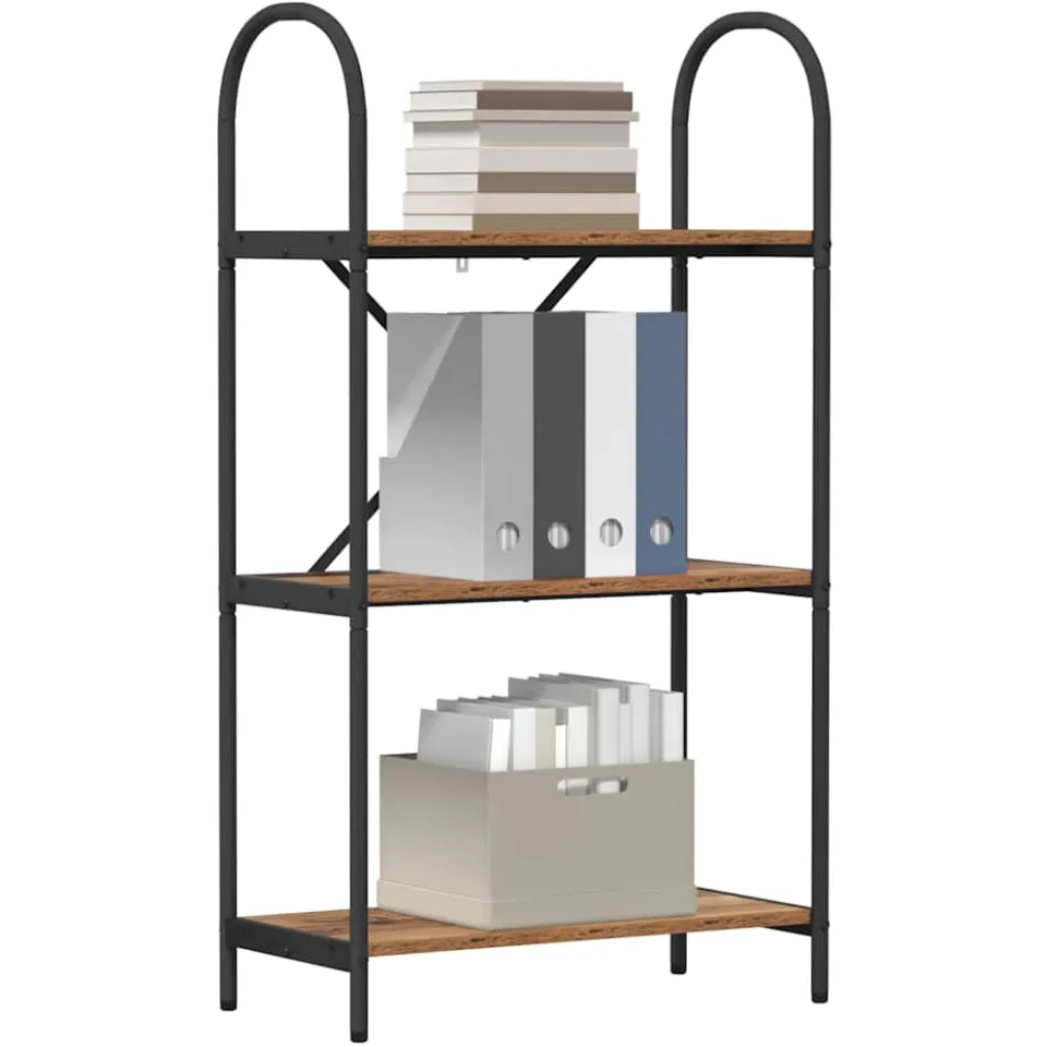vidaXL Boekenkast 3-laags 60 x 30 x 109 cm Bewerkt hout Oudhout bruin