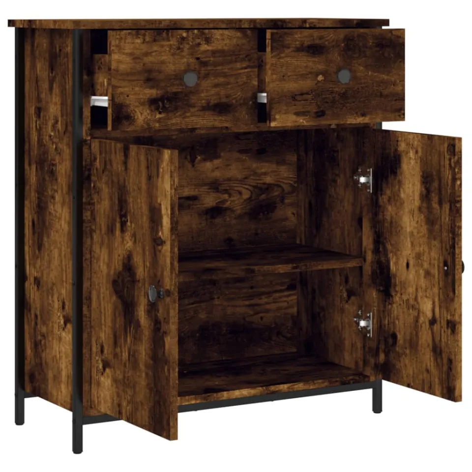 vidaXL Dressoir 70x30x80 cm bewerkt hout gerookt eikenkleurig Bruin