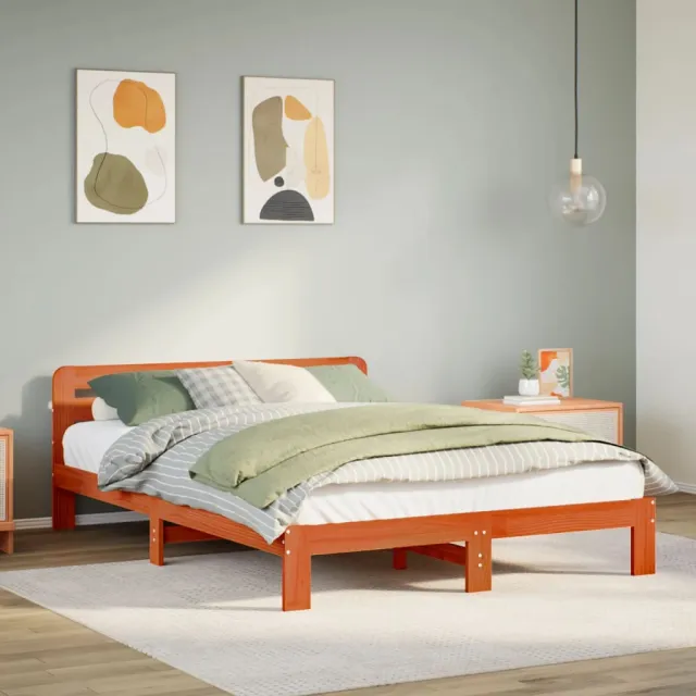 vidaXL Bedframe zonder matras massief grenenhout wasbruin 120x200 cm bruin
