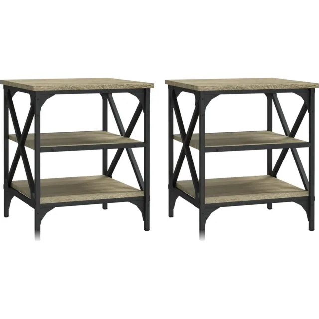 vidaXL Bijzettafels - 2 - st - 40x42x50 - cm - bewerkt - hout - sonoma - eikenkleurig sonoma eiken