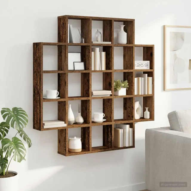 vidaXL Wandplank Oud hout 100 x 13 x 100 cm Bruin