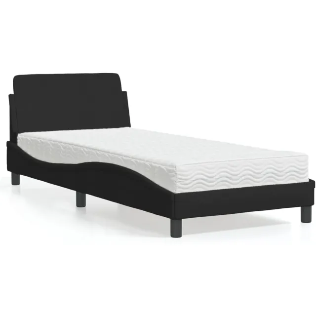 vidaXL Bed met matras "Dover" stof zwart 90x190 cm