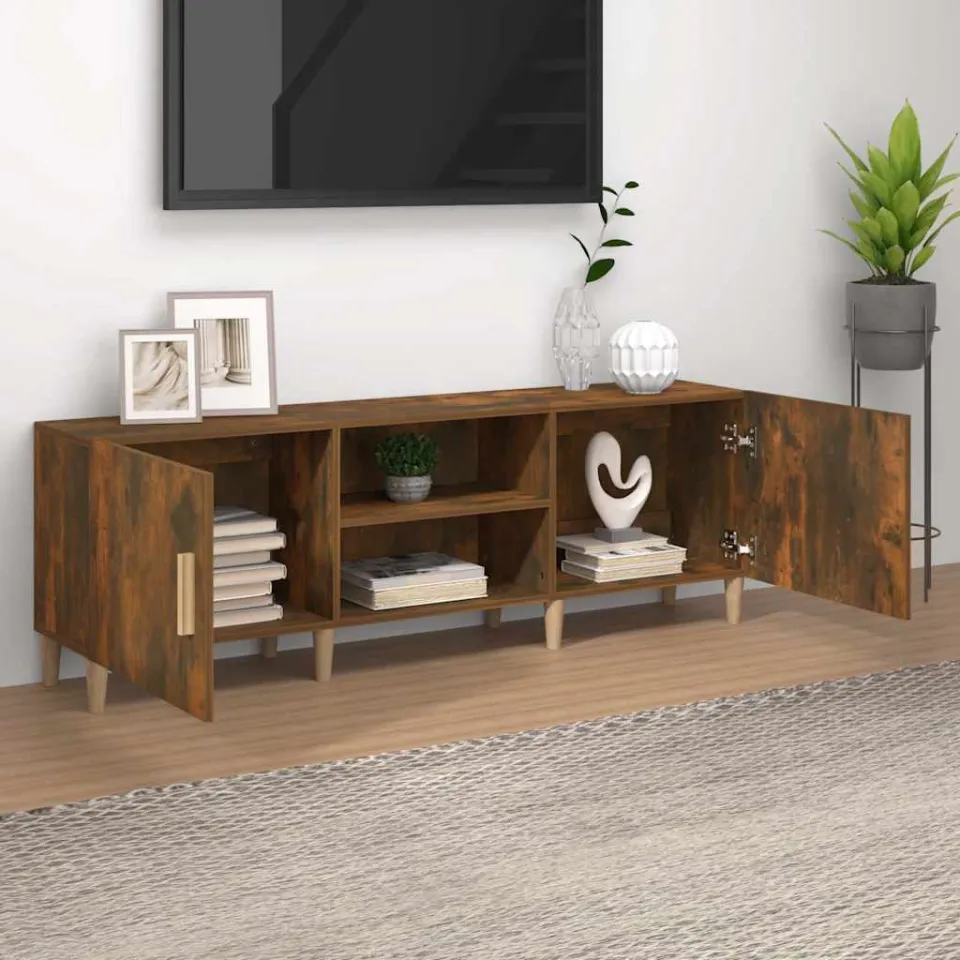 vidaXL Tv-meubel 150x30x50 cm bewerkt hout gerookt eikenkleurig, foto 3