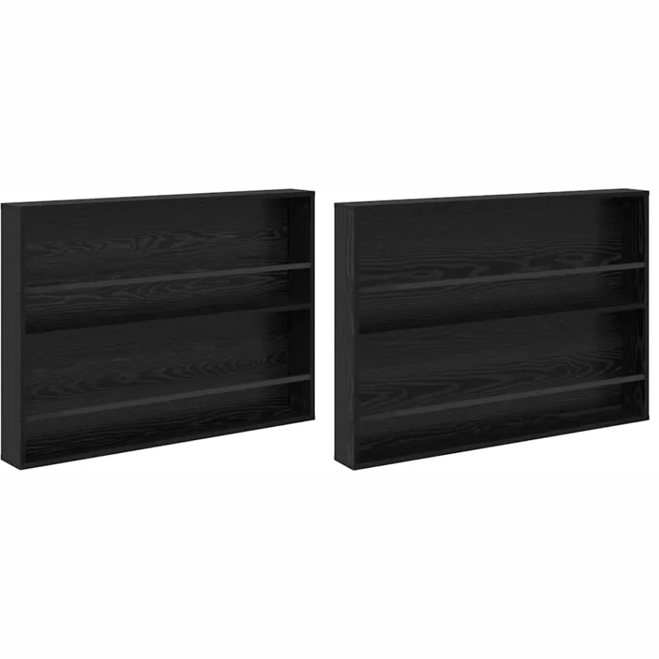 vidaXL Tijdschrift Rek 2 st Zwart Eiken 100 x 12 x 70 cm Bewerkt hout, foto 3