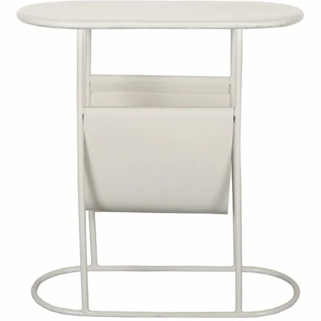 Livingfurn Bijzettafel Luna - Ovaal Wit Staal - 54x24x57,5cm