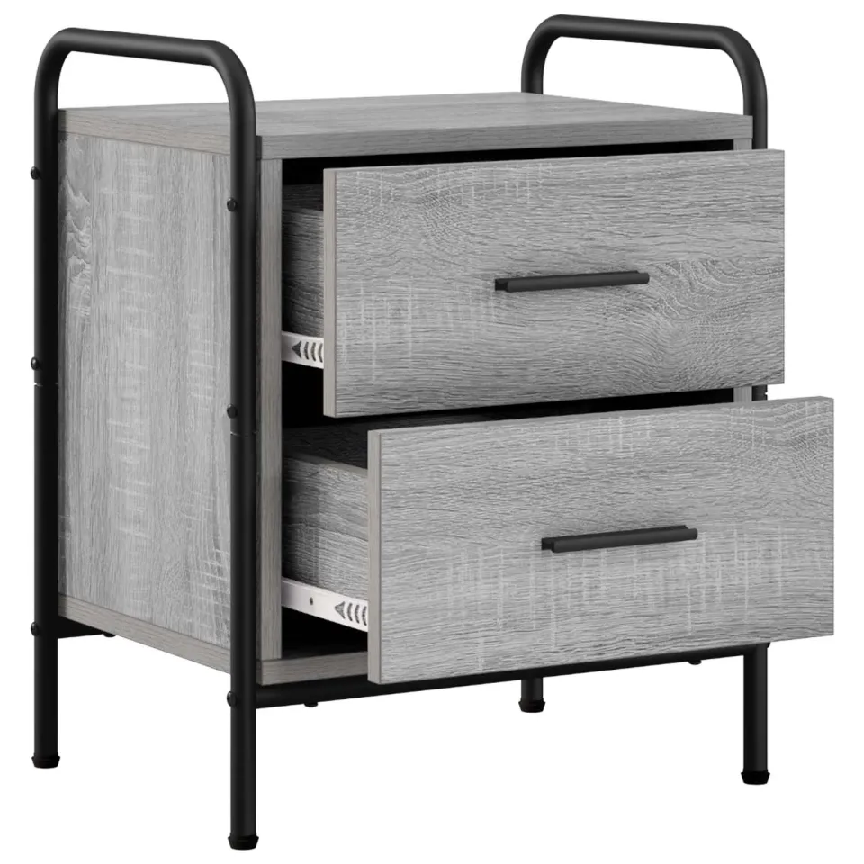 vidaXL Nachtkastje 2 st Grijs Sonoma 40 x 30 x 50 cm Bewerkt hout, foto 4