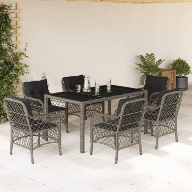 vidaXL 7-delige Tuinset met kussens poly rattan grijs, foto 2