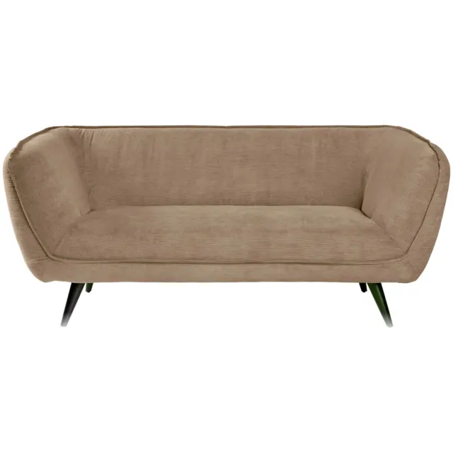 Vega Bank Kelso ribstof, 3-zits; 183x88x76 cm (BxDxH); zitting taupe, frame zwart