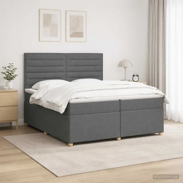vidaXL Boxspringbed met matras Donkergrijs 200 x 200 cm Stof