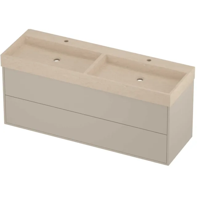 Proline Evoli Badmeubelset Hardsteen Loft 2 Laden 140x46x62 cm Sand Stone Soft Linen Beige