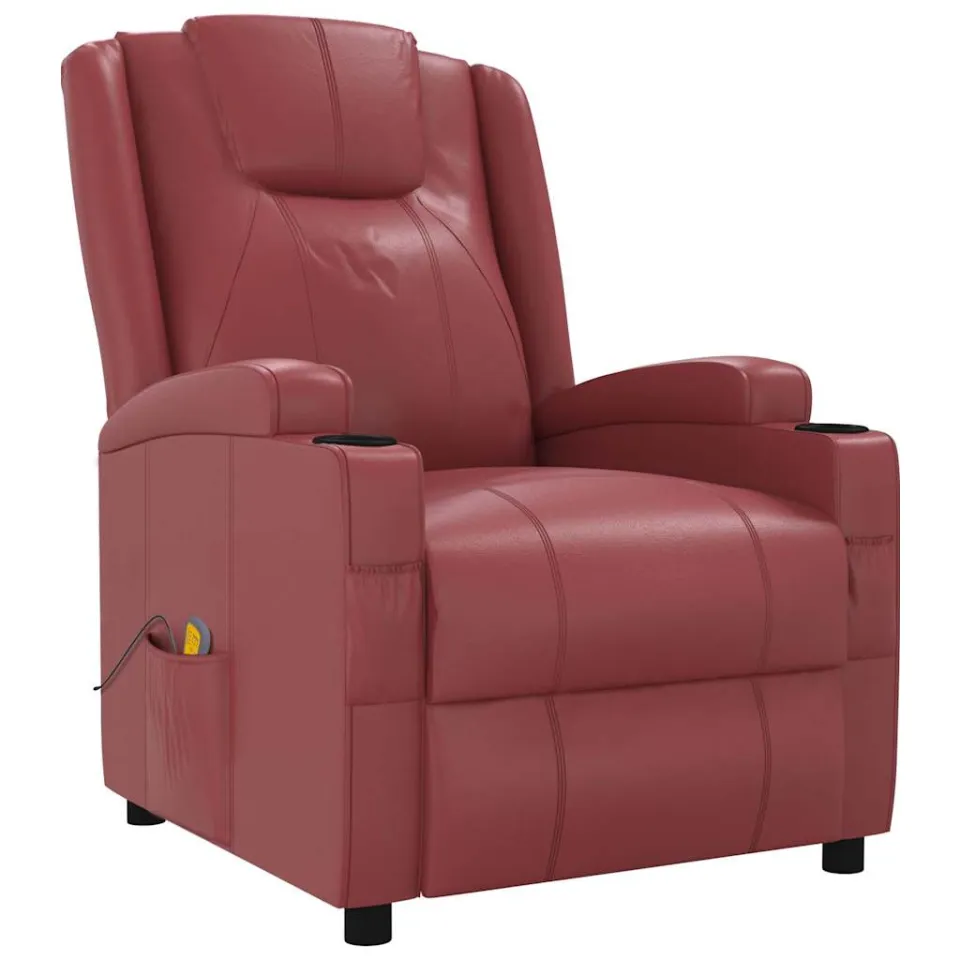 vidaXL Massagestoel kunstleer wijnrood, foto 3