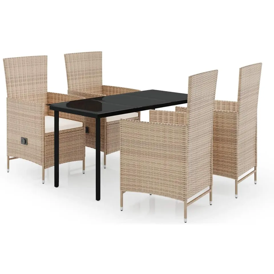 vidaXL 5-delige Tuinset met kussens beige, foto 3