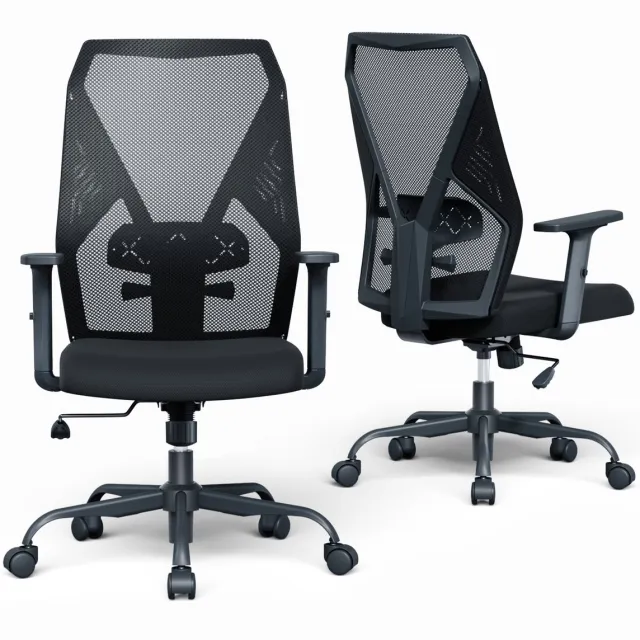 Sihoo M109 Ergonomische Bureaustoel - Verstelbare Lendensteun - Ademend Mesh - 2D PU Armleuningen - Zwart Zwart - Nieuwe
