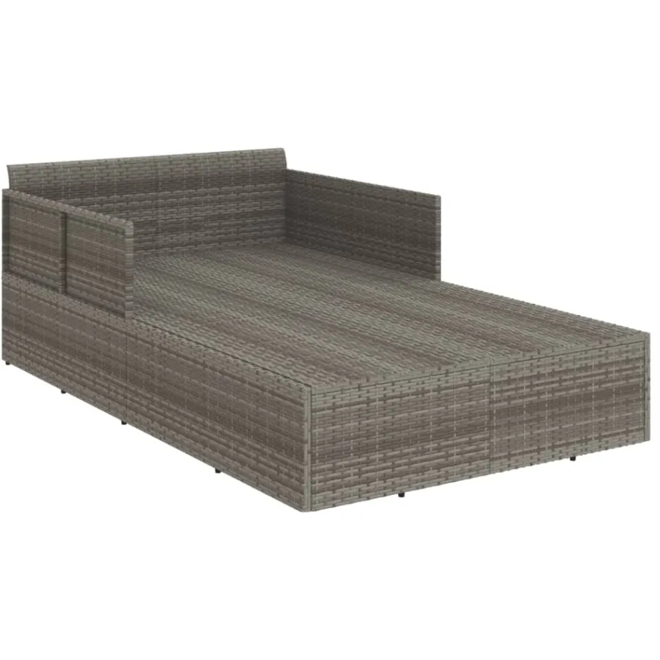 vidaXL Ligbed met kussens 182x118x63 cm poly rattan grijs, foto 4