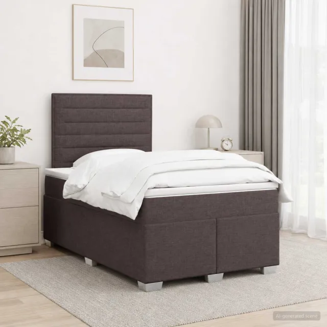 vidaXL Boxspringbed met matras Donkerbruin 120 x 200 cm Stof