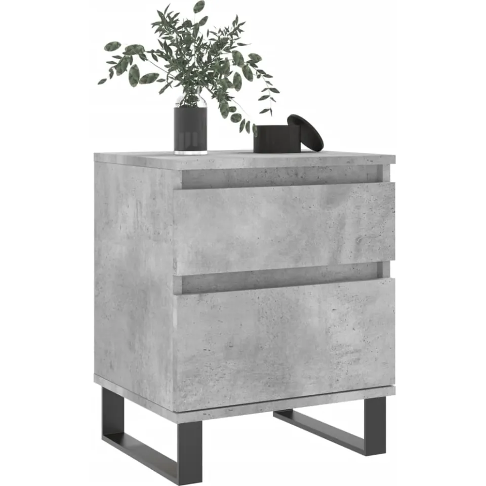 vidaXL Nachtkastje 40x35x50 cm bewerkt hout betongrijs grijs, foto 4