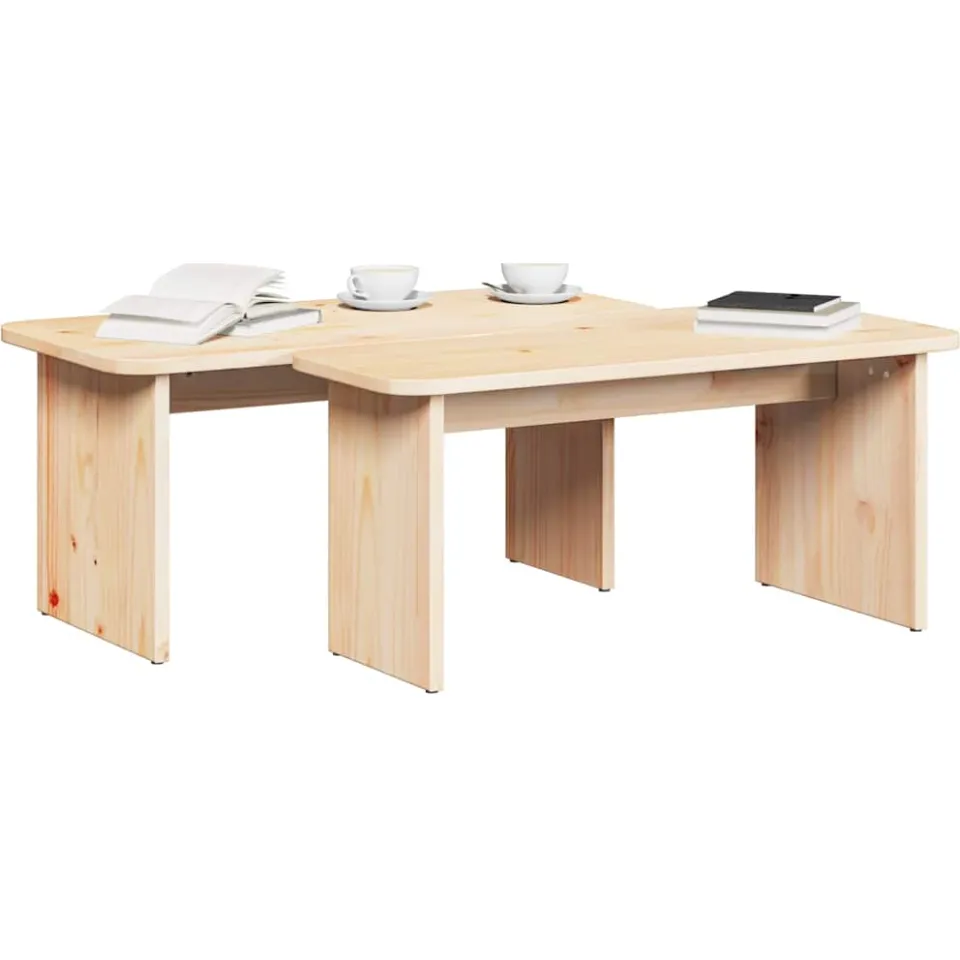 vidaXL Salontafel 2 st Naturel 100 x 69 x 35,5 cm Massief grenenhout
