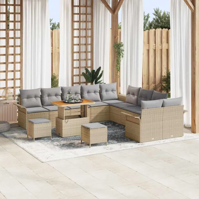 vidaXL Tuinbankenset 13 st Beige poly rattan, foto 2