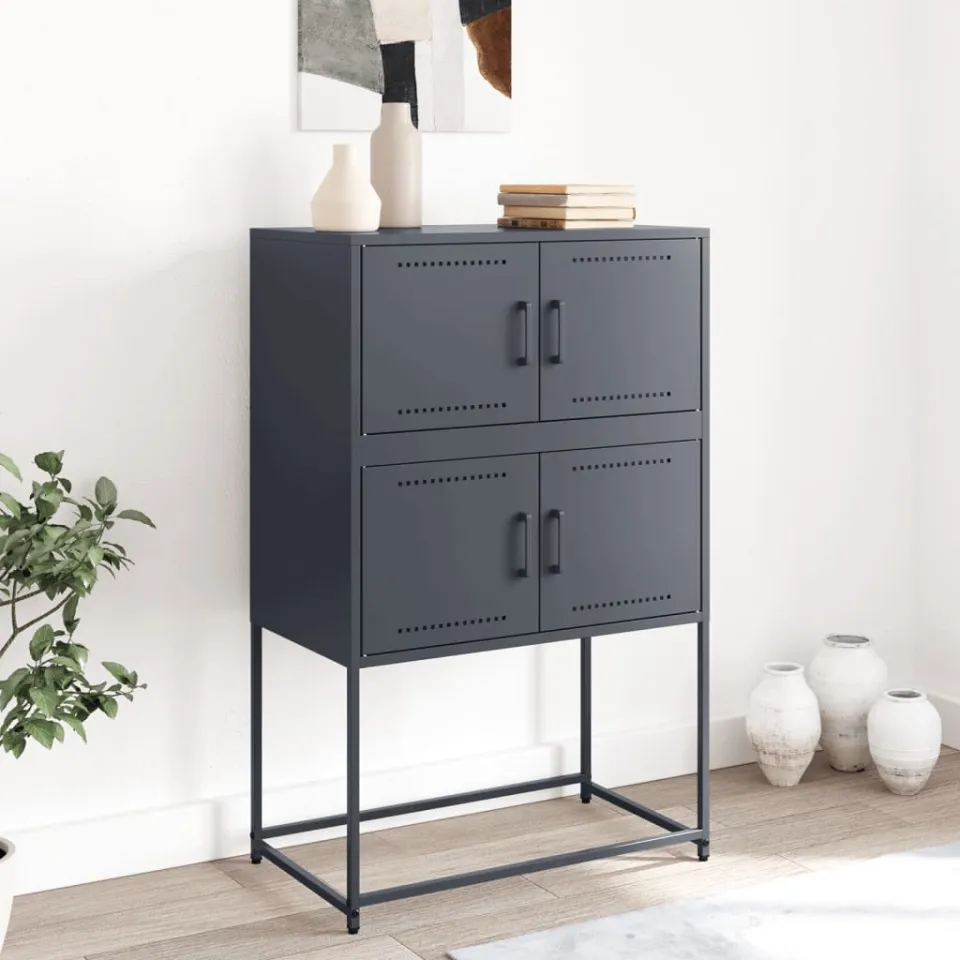 vidaXL Dressoir 68,5x38,5x107 cm staal antracietkleurig, foto 3