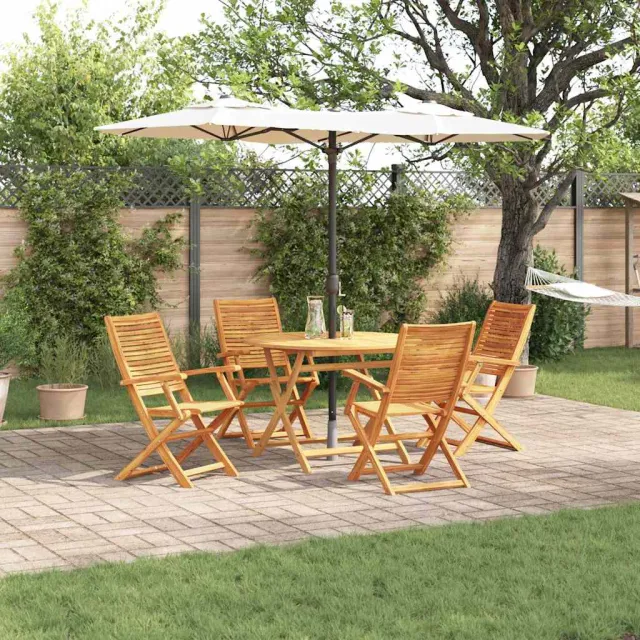 vidaXL Tuin eettafelset 5 st Bruin Massief Acaciahout