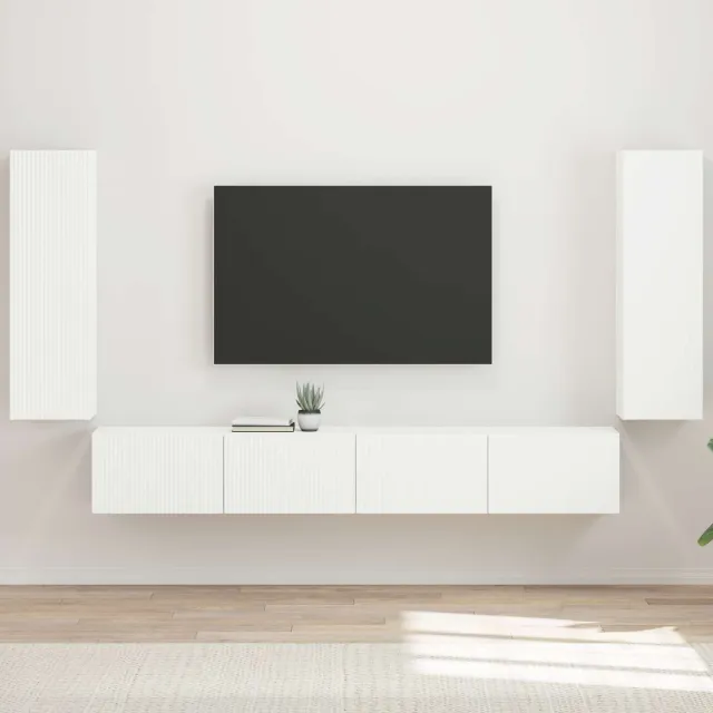 vidaXL TV Wandkast Set 4 st Wit Bewerkt hout, foto 2