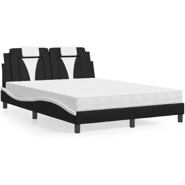 vidaXL Bed "Viana" met matras kunstleer zwart en wit 120x200 cm