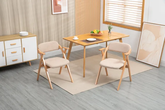 MIVRAY Klapstoelen - Opvouwbaar Met Armleuningen En Zachte Zitting - Set Van 2 Voor Eetkamer En Feest - Hout Khaki