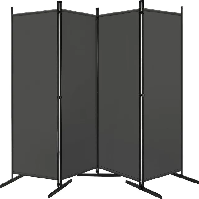 BukkitBow Opvouwbare Kamer Verdeler / Kamerscherm met 4 Panelen - Donkergrijs - 223x177cm Donker Grijs