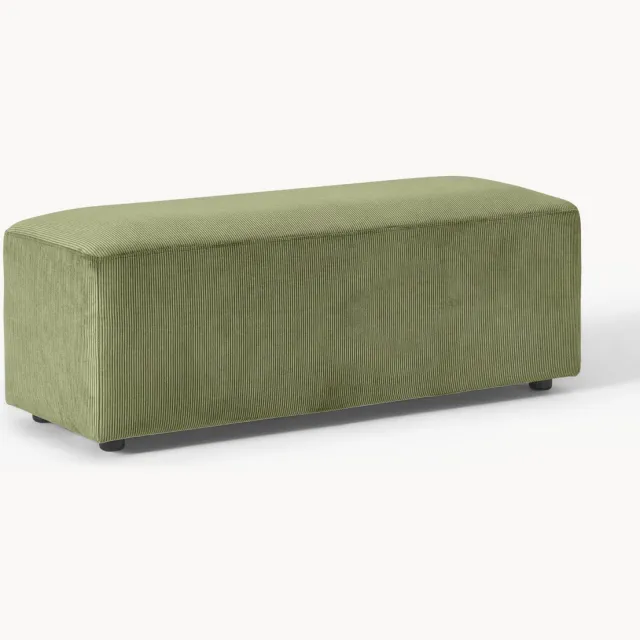 Westwing Collection XL poef Melva van corduroy, B 116 x D 42 cm Groen