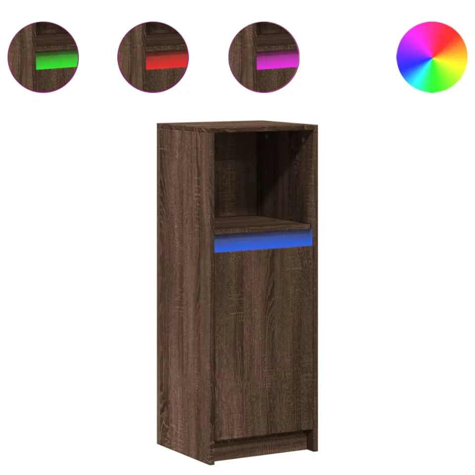 vidaXL Dressoir met LED 38x34x100 cm bewerkt hout bruin eikenkleur, foto 3
