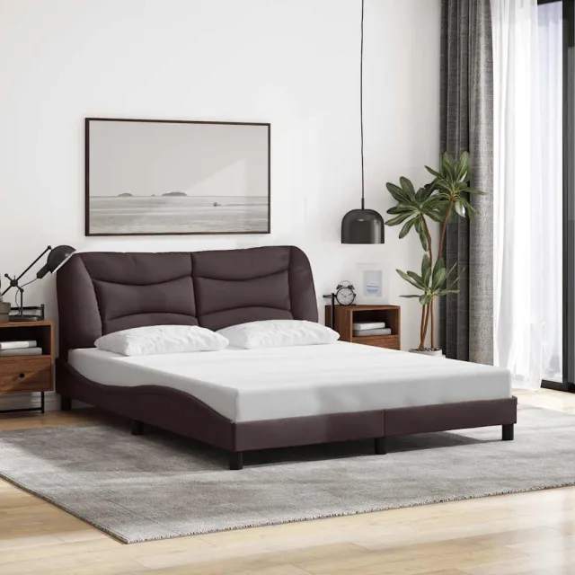 vidaXL Bedframe zonder matras "Hvar" stof donkerbruin 160x200 cm