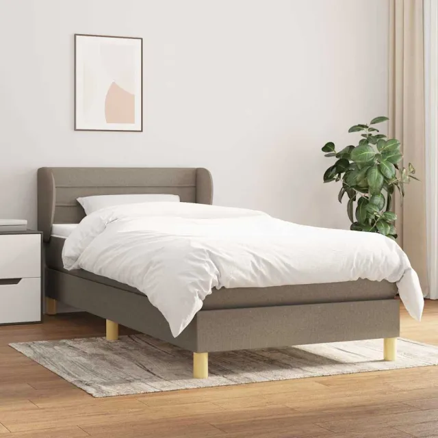 vidaXL Boxspring met matras stof taupe 80x200 cm