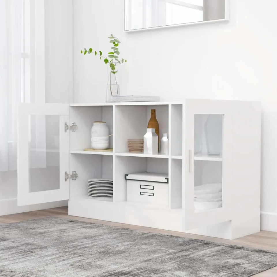 vidaXL Vitrinekast 120x30,5x70 cm bewerkt hout wit, foto 4