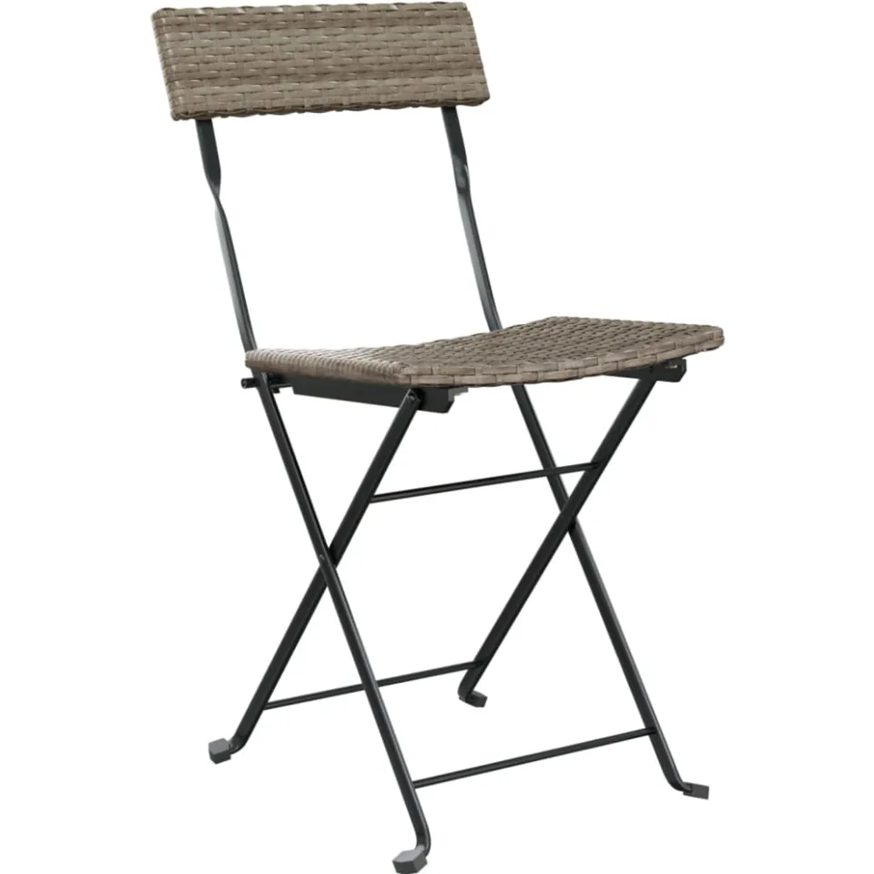 vidaXL 3-delige Bistroset inklapbaar poly rattan grijs, foto 3