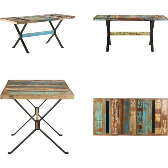 vidaXL Eettafel - 160x80x76 - cm - massief - gerecycled - hout