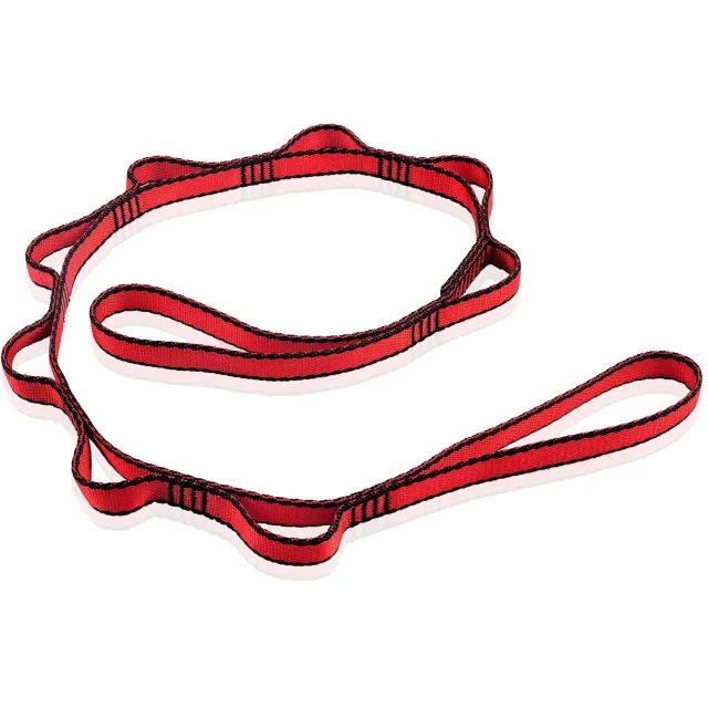 Famanu Yoga-hangmat verlengband, madeliefenketting met 23 kN draagvermogen, verstelbare nylon oefenband voor aerial yoga en pilates, perfect voor flexibele training Zwart
