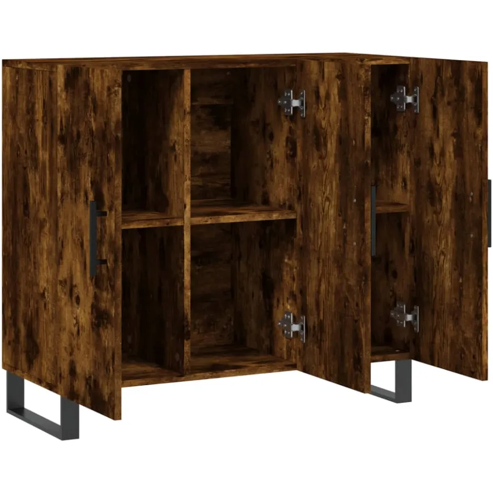 vidaXL Dressoir 90x34x80 cm bewerkt hout gerookt eikenkleurig Bruin