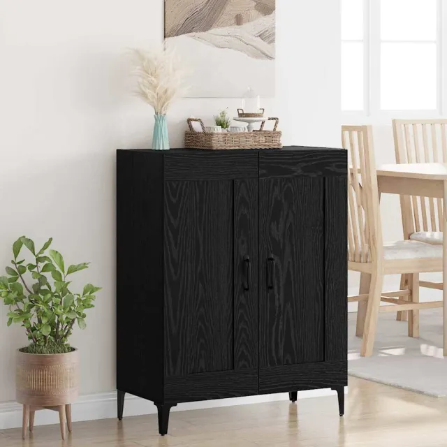 vidaXL Dressoir Zwart Eiken 69,5 x 34 x 90 cm Bewerkt hout
