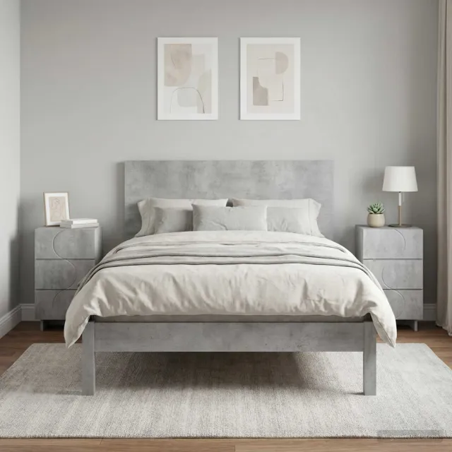 vidaXL Nachtkastje 2 st Betongrijs 33,5 x 34,5 x 60 cm Bewerkt hout